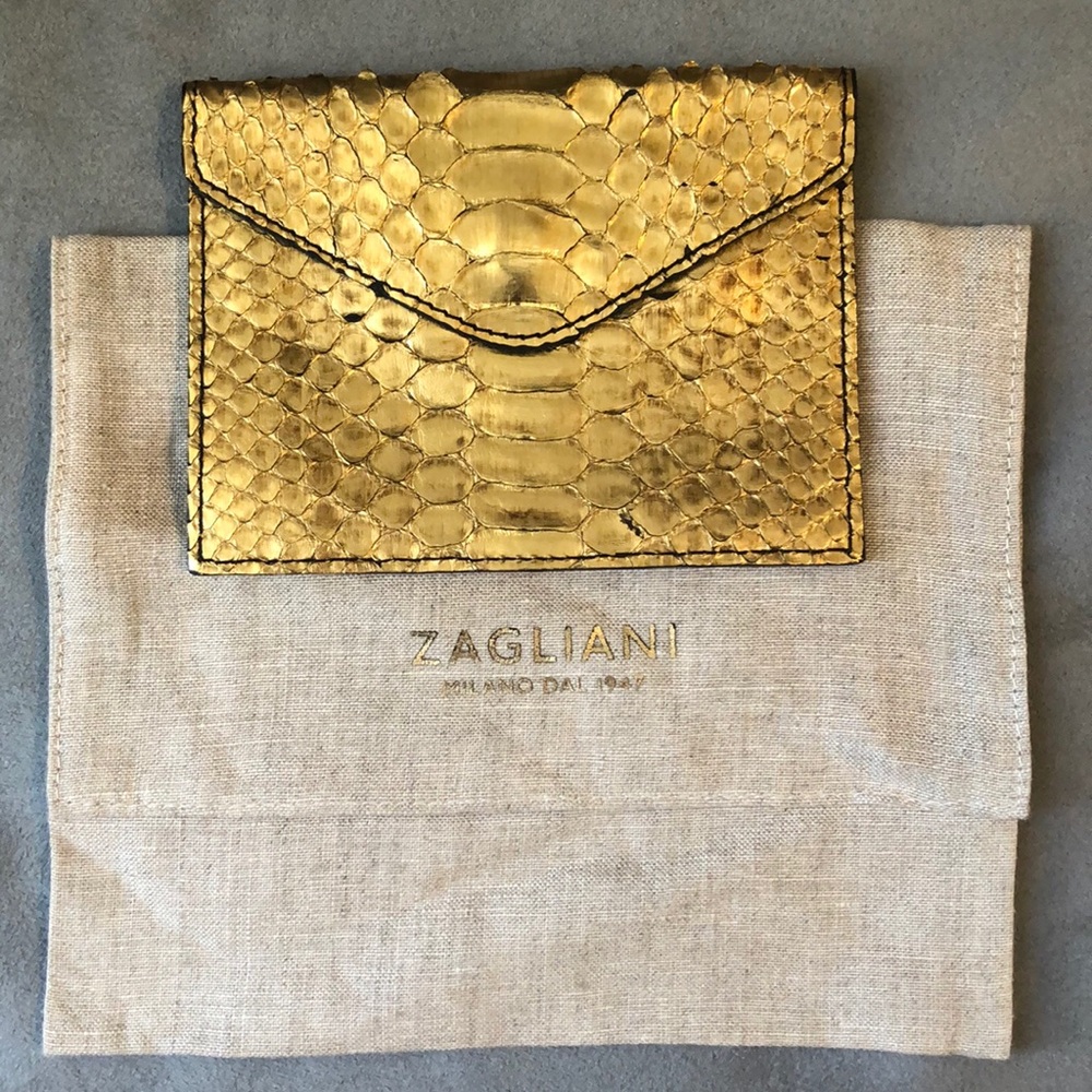 Zagliani gold python coin/card purse